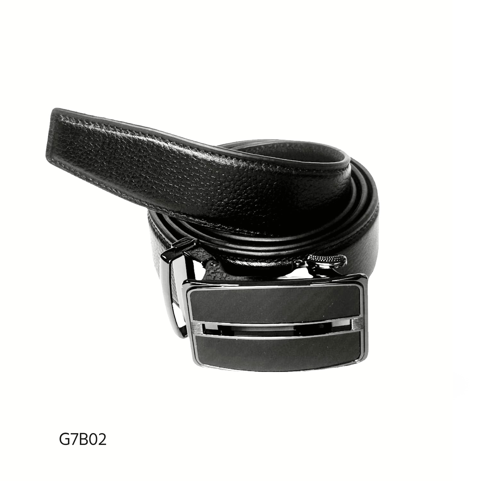 Cow Printed Leather Belt G7B02 Black