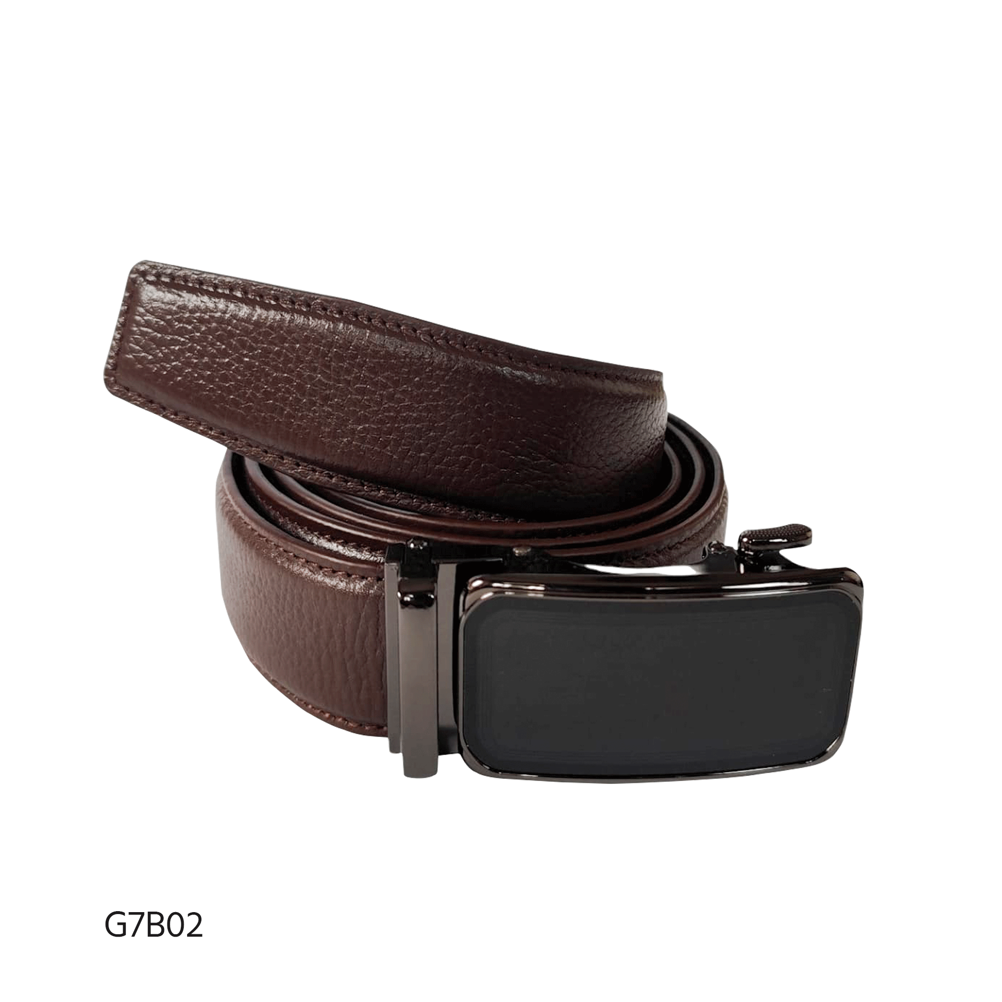 Cow Printed Leather Belt G7B02 Brown