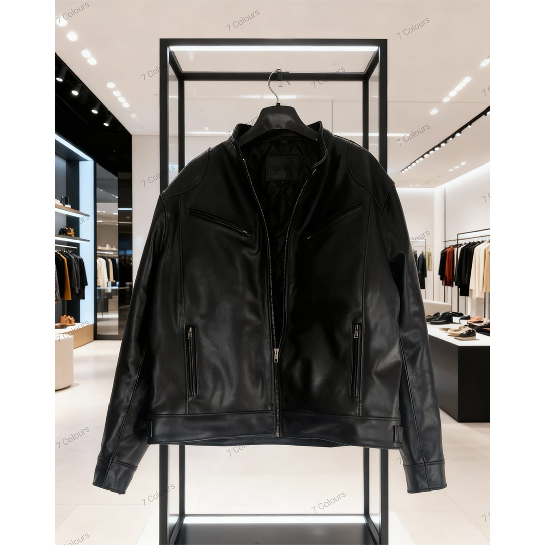 Men’s Genuine Sheep Leather Jacket Black Small G7MJ201