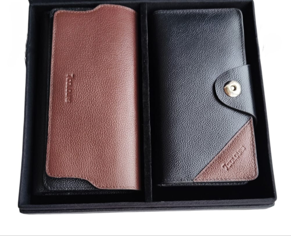 Premium Leather Wallet Couple Set (Long wallet)