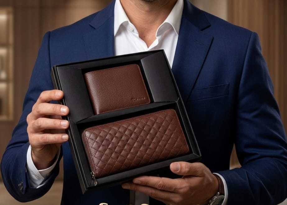 Premium Couple Leather Wallet Set - Image 10