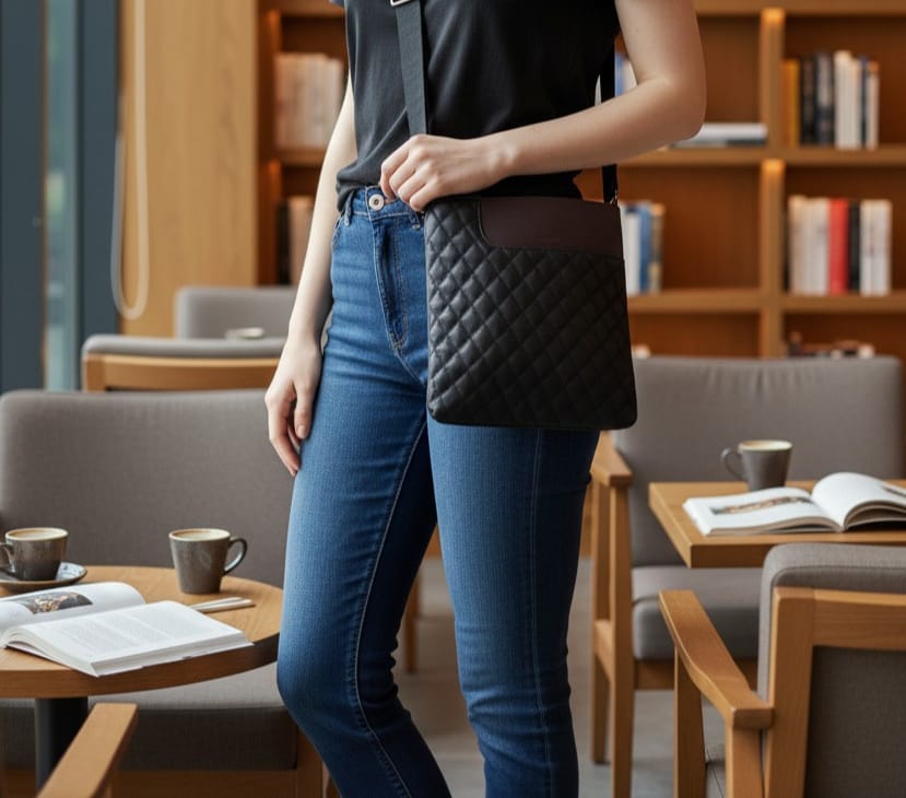 Midnight Quilted Crossbody Carry Bag - Image 4